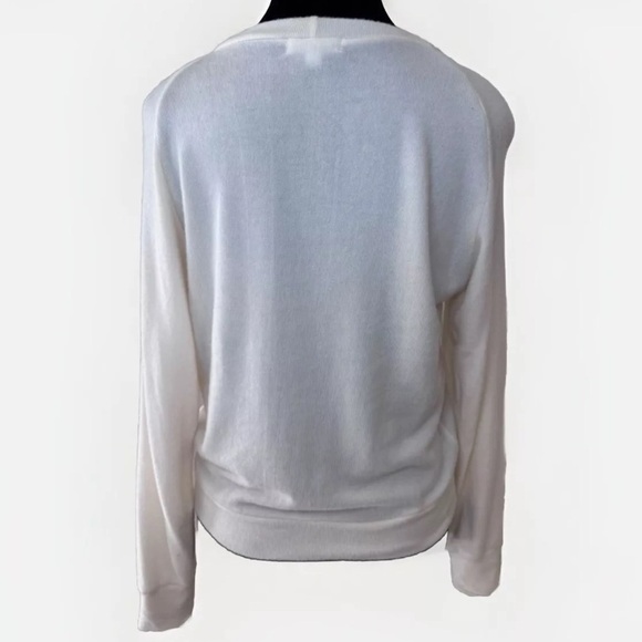LNA Sweater Sz S Grey Cutout Top Ivory Eggnog Brushed Soft Stretchy Comfy Shirt - Picture 6 of 9